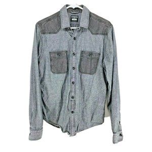 Express Denim Shirt Women's Size Medium Fitted Black